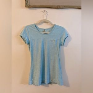 MEC Blue Short Sleeve Tee Exercise Top Organic Cotton and Merino Wool
